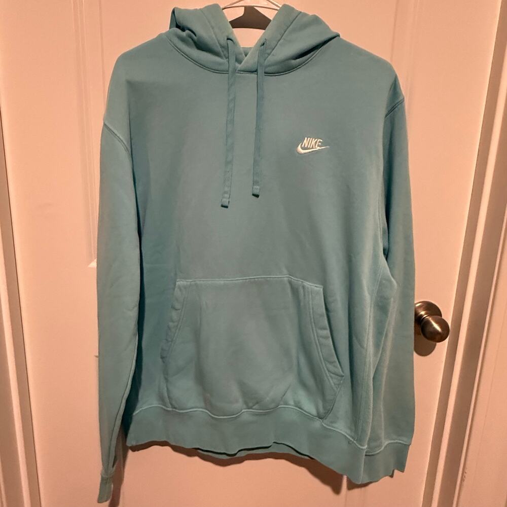 Nike Sportswear Men’s Med/womens lg Aqua Blue Pullover Hoodie Embroidered Logo